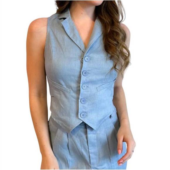 NEW OLIVACEOUS chasing you vest top in blue - Picture 3 of 3